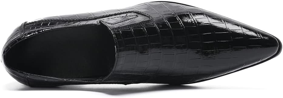 Мокасины Santimon Mens Slip On - Дресс-обувь из натуральной кожи с подкладкой, с потемневшей клетчатой отделкой, повседневные для вечеринок, бизнеса и свадеб, черный — фото 4