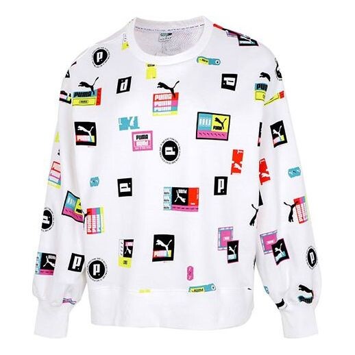 

Свитер full print logo loose round neck pullover hoodie white Puma, белый