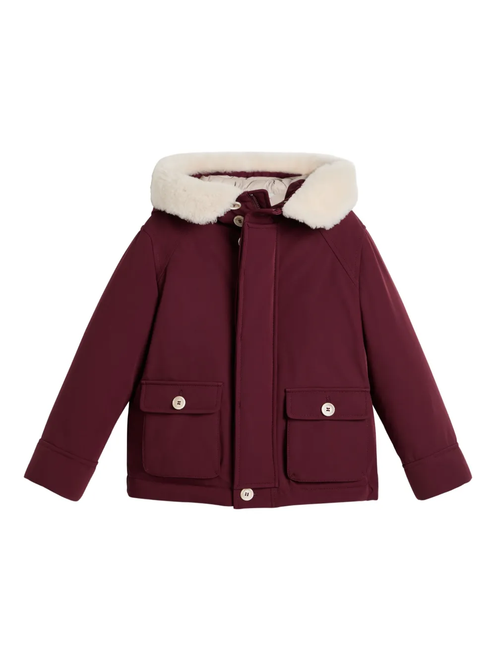 

Утепленная куртка с капюшоном и отделкой Brunello Cucinelli Kids, красный