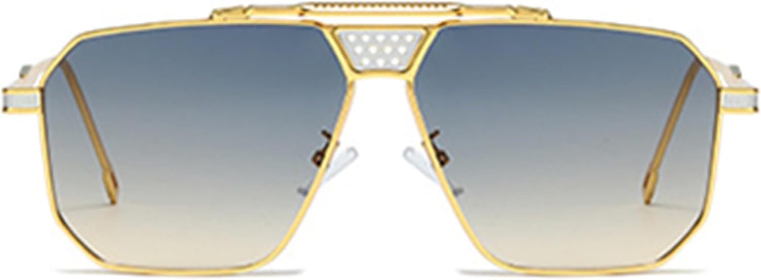 

Солнцезащитные очки Bullabulling большого квадратного размера для женщин и мужчин, винтажные ретро-очки, защита от УФ-излучения UV400, классические большие металлические солнцезащитные очки, White Blue