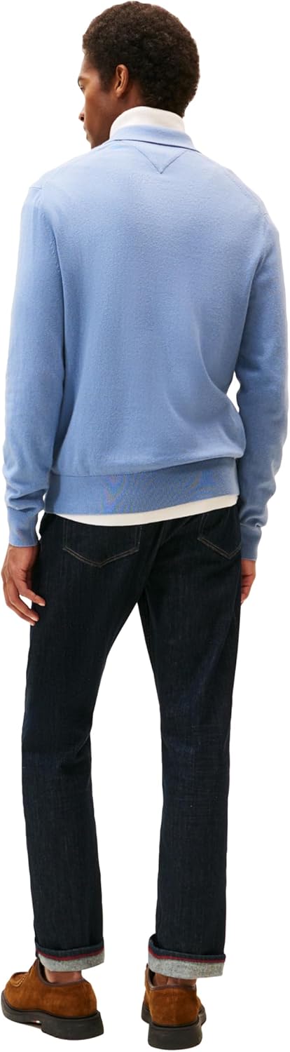 Мужской свитер-поло Tommy Hilfiger из хлопка и кашемира с длинными рукавами, Brisk Blue — фото 4