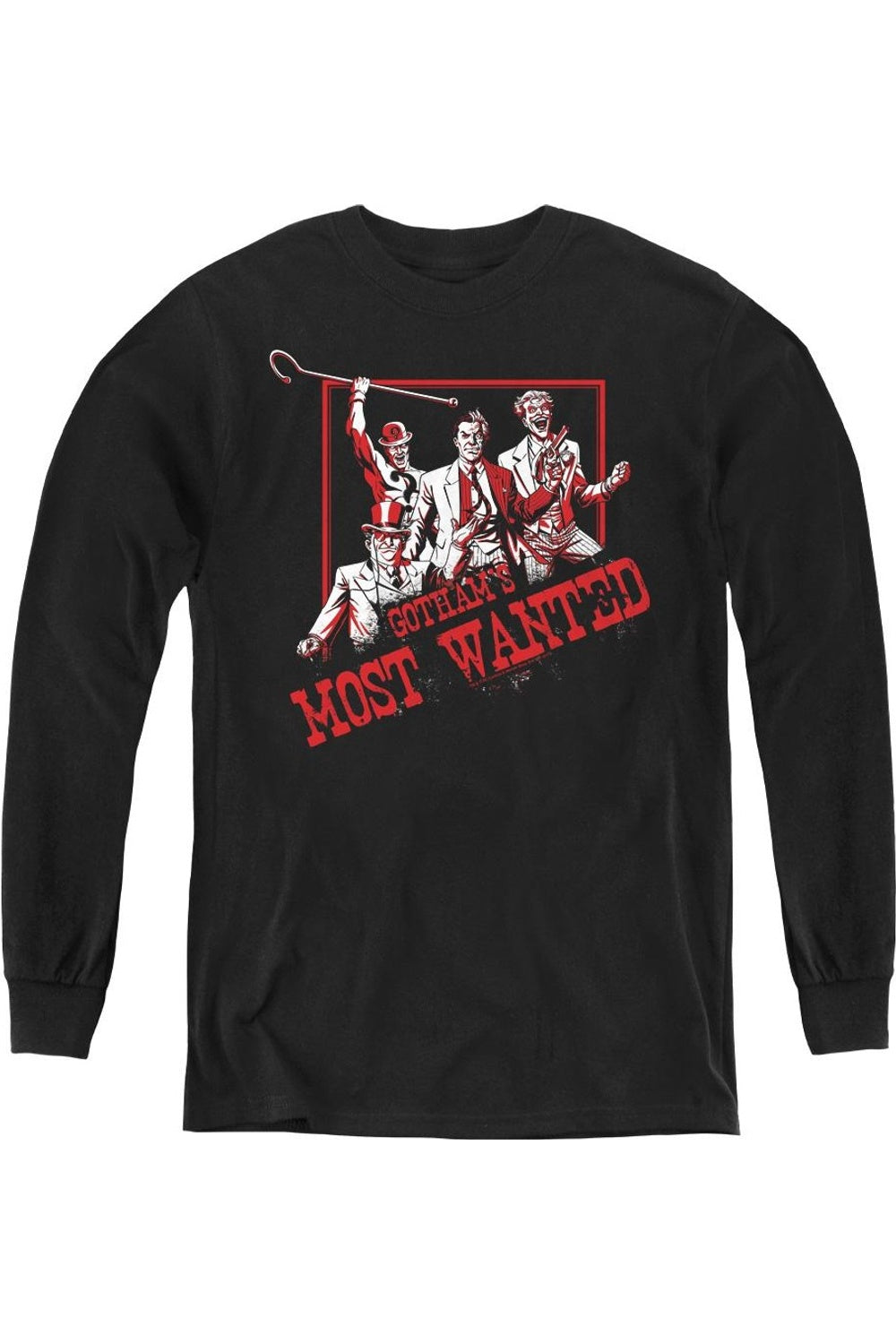 

Футболка с длинным рукавом для детей Batman Gothams Most Wanted Gildan, черный