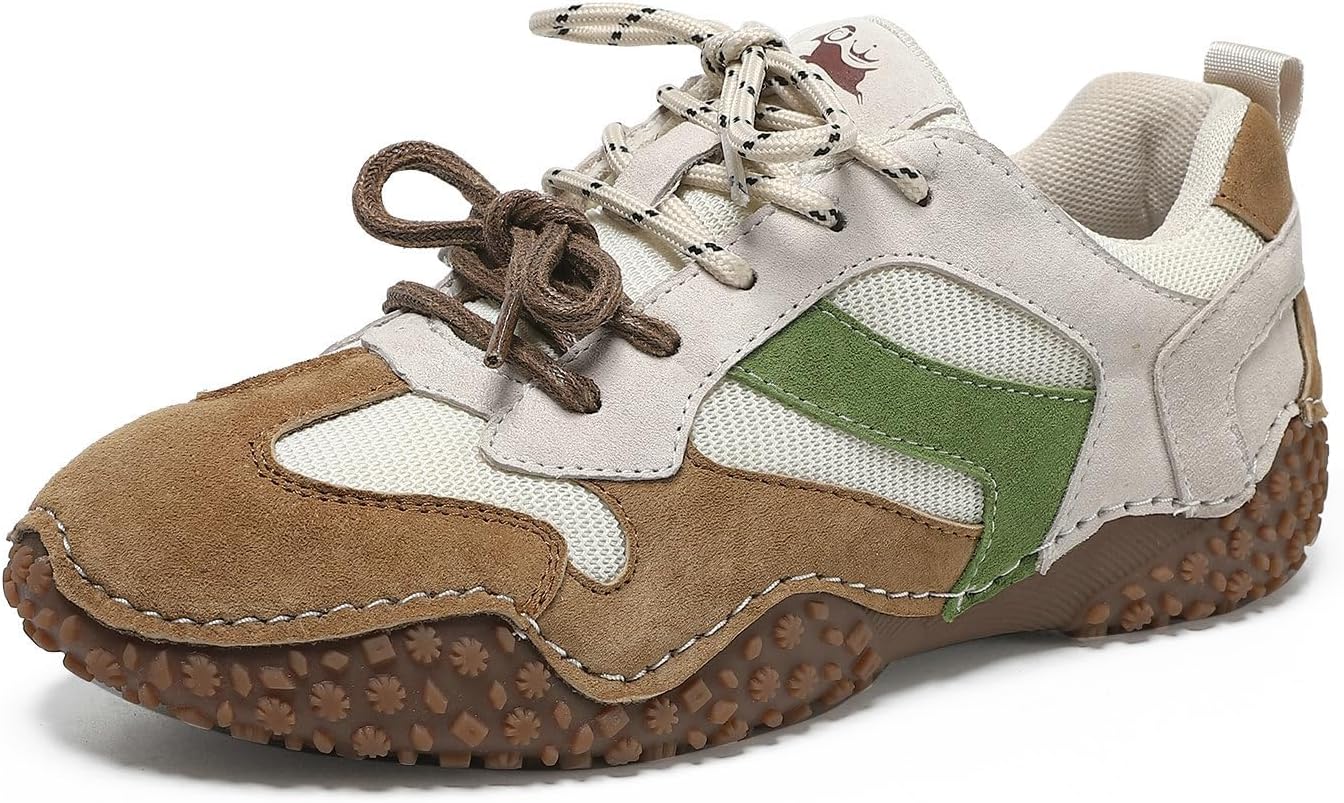 

Кожаные лоферы - дышащие перфорированные кроссовки с эластичной застежкой, резиновая подошва, круглый носок, низкие повседневные обувь для прогулок, путешествий и ежедневного ношения Hsdjkcsyu, коричневый