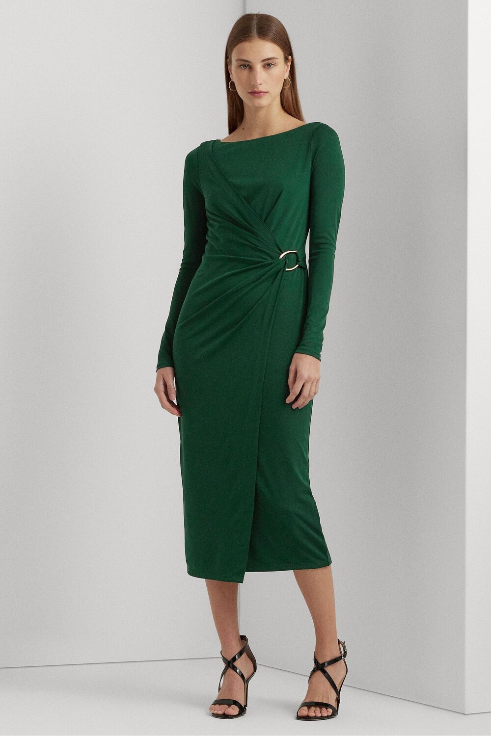 

Коктейльное платье из зеленого джерси с длинными рукавами Lauren Ralph Lauren, зеленый