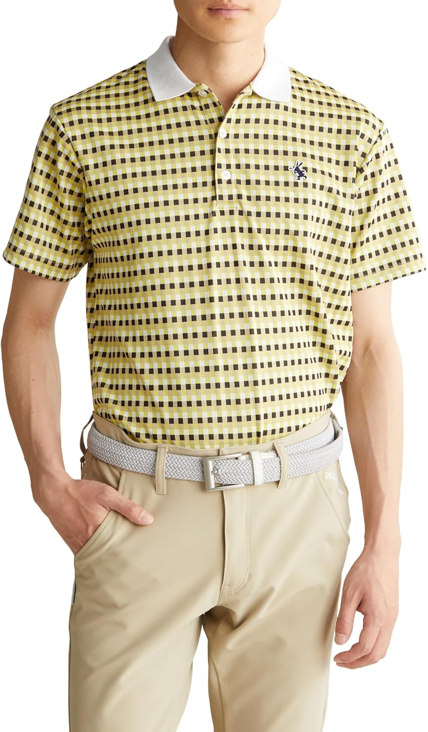 

Мужская поло-рубашка Jack Bunny 262-4160415 с коротким рукавом (в клетку/с нашивкой в виде кролика) / для гольфа, желтый