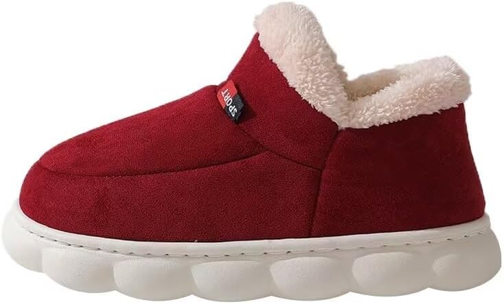 

Женские и мужские теплые хлопковые тапочки с нескользящей подошвой для дома и прогулок на улице Zonkacen, красный