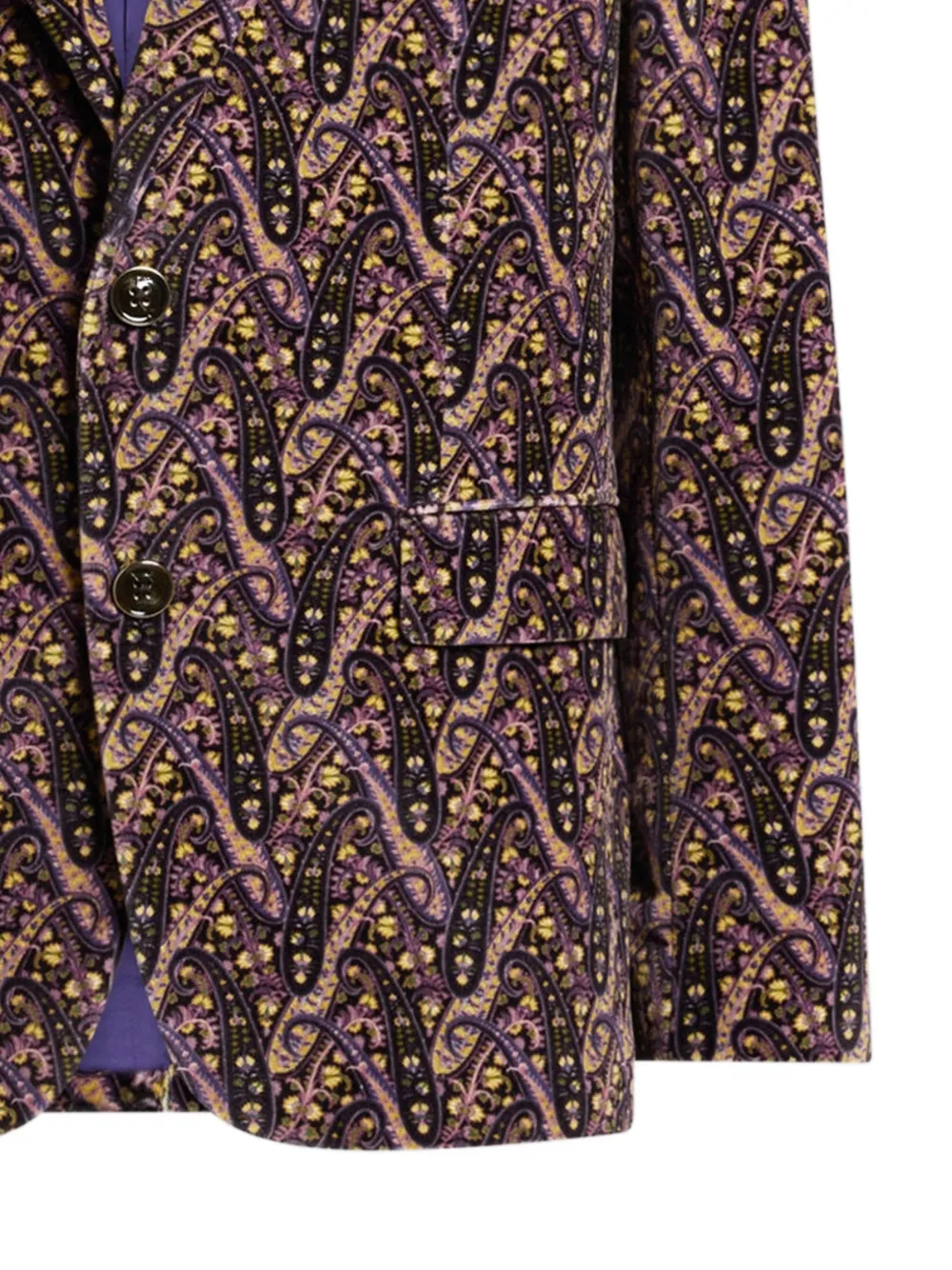 Бархатный жакет с узором пейсли Etro, коричневый — фото 2