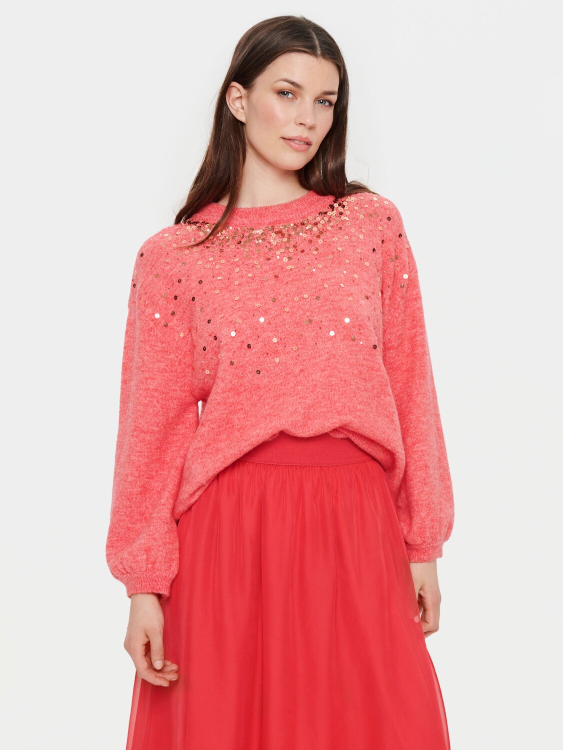 

Джемпер из смесовой шерсти с пайетками Barbel Saint Tropez, винтерберри меланж