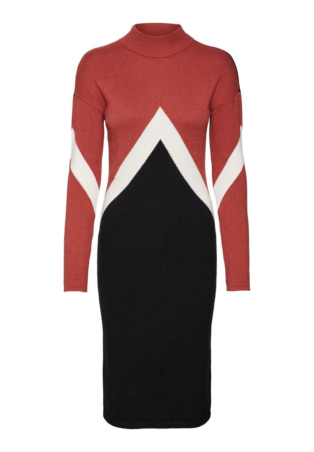 

Платье Vero Moda VMNANCY BLOCK O NECK DRESS, красная охра/береза/черный