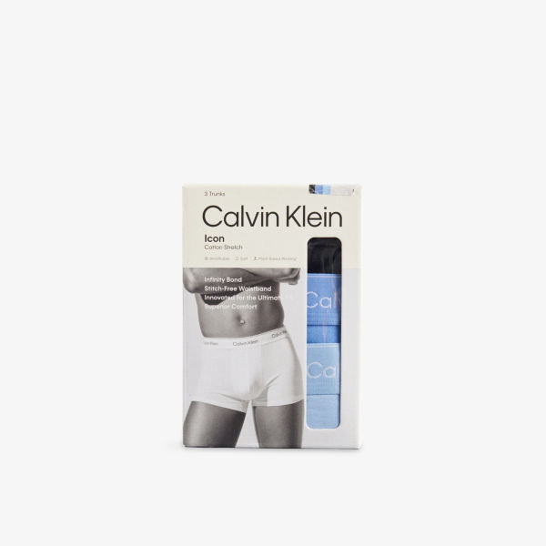 

Трусы хлопковые эластичные с логотипом Icon, 3 шт Calvin Klein, мультиколор