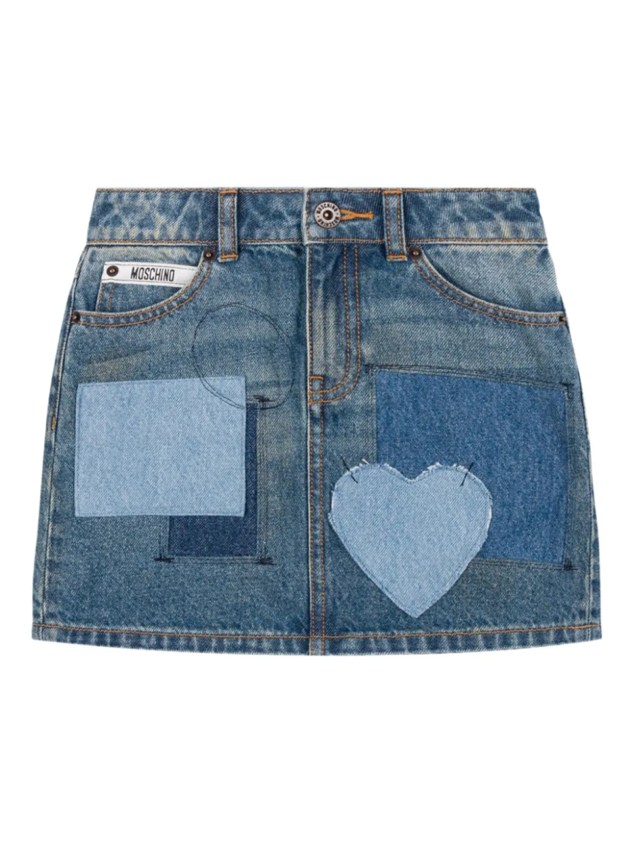 

Moschino Kids джинсовая юбка мини, синий
