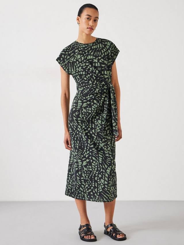 

Платье миди из хлопкового джерси trinny с абстрактным принтом HUSH, цвет Charcoal/Green