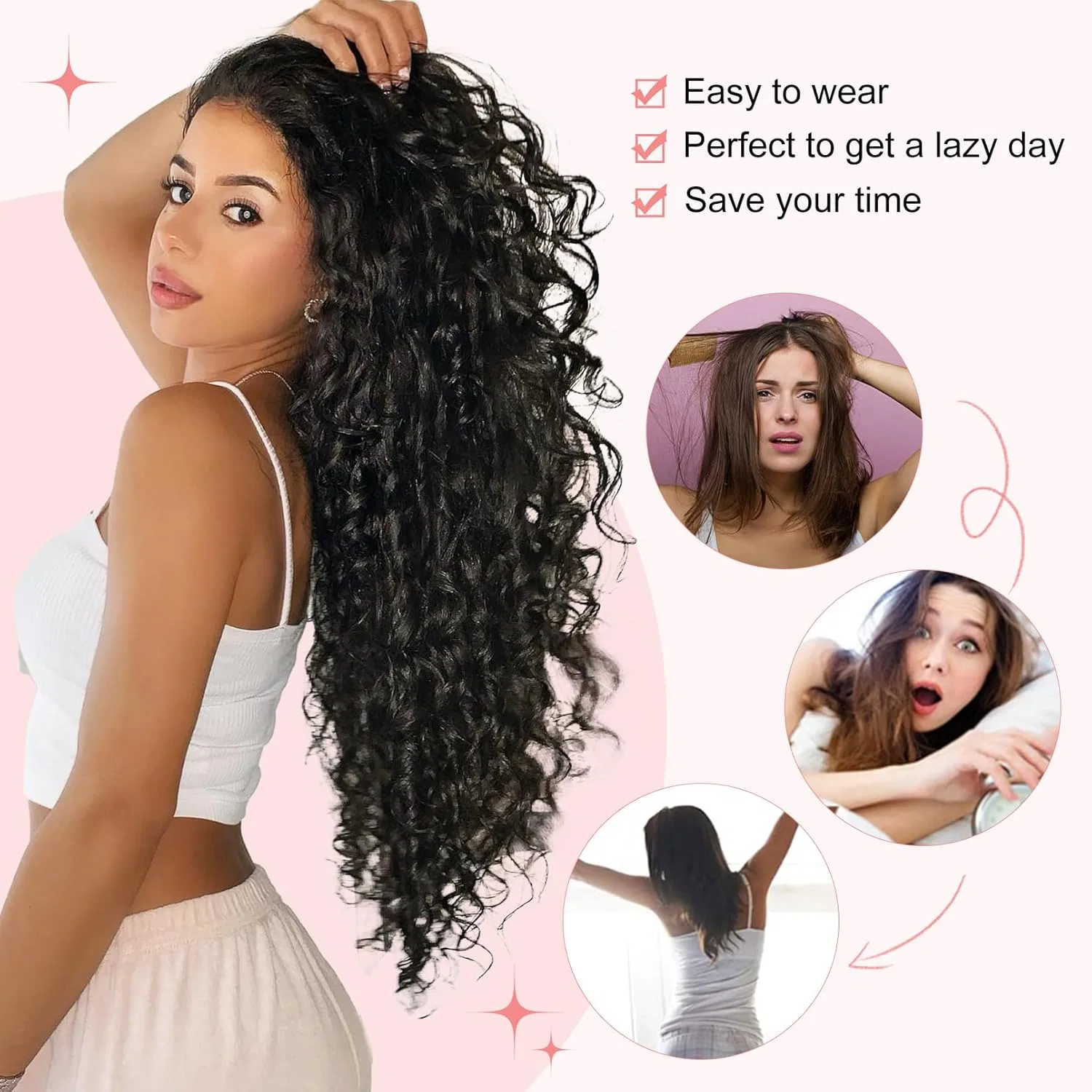 Накладные волосы FLUFYMOOZ Clip-In, 55 см, темно-рыжевато-коричневые, 9 шт. Flufymooz, Dark Brown Reddish — фото 4