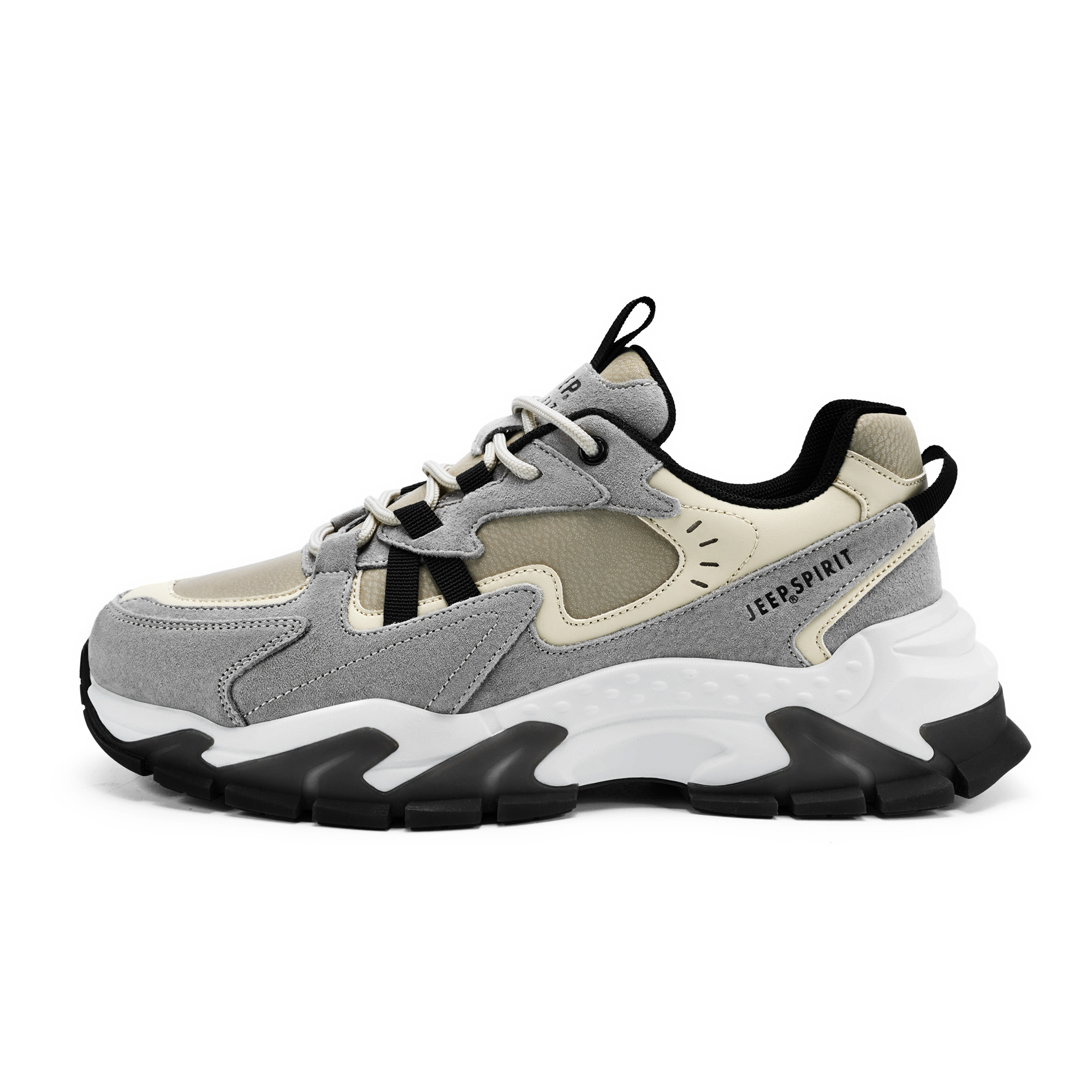 

Черные мифические утепленные кроссовки на высокой подошве Low Top Chunky для мужских в цвете Ancient City Gray JEEP SPIRIT, Premium Feel-светло-коричневыйy[Genuine Leather Upper]