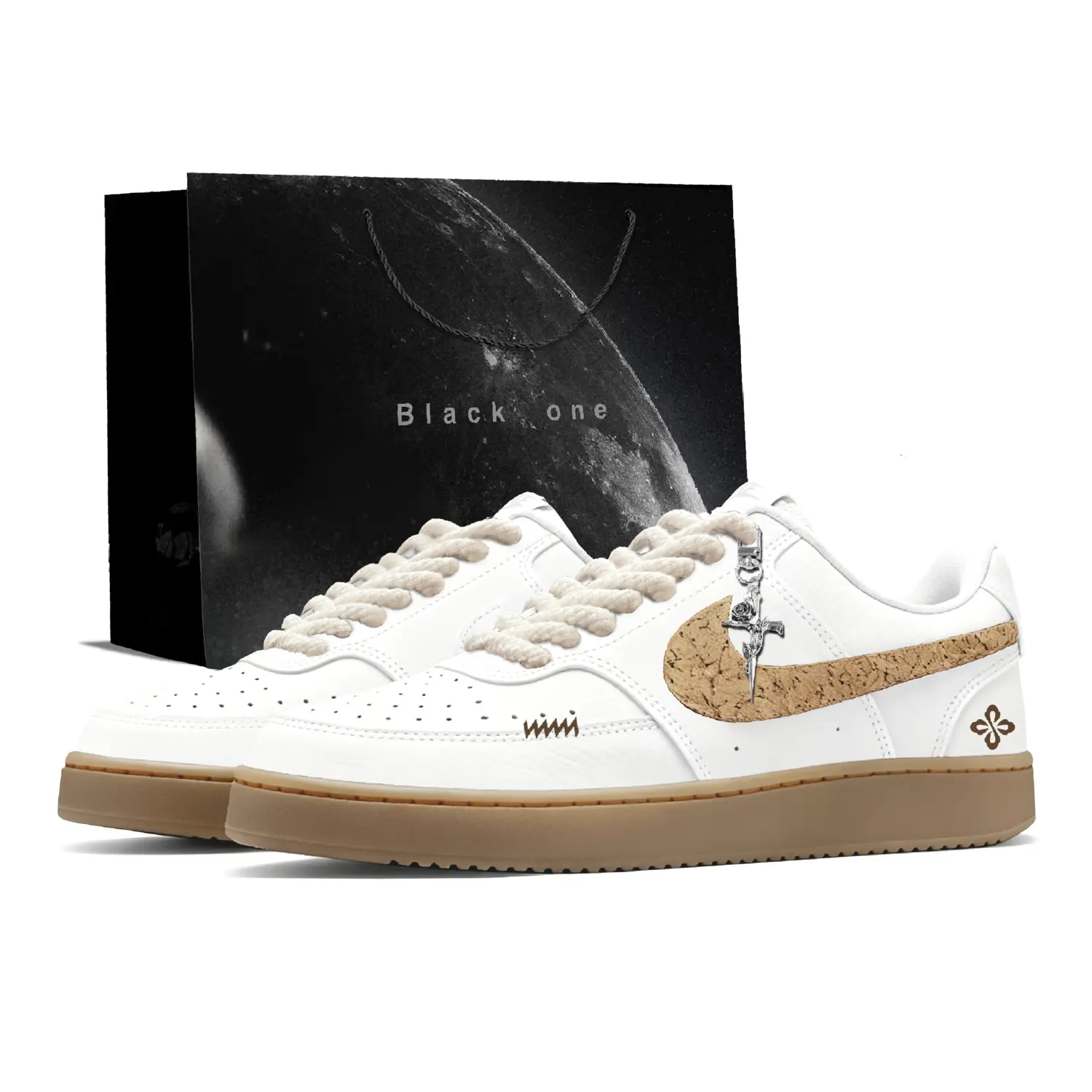 

Nike Мужские низкие скейтбордные кроссовки Court Vision 1 Spruce Logs, износостойкие, белый