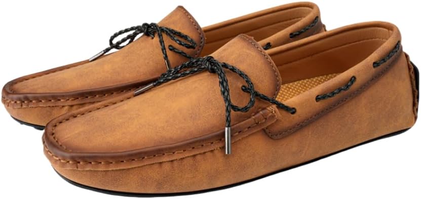 

Мужские кожаные лоферы Hhhchpm, повседневные с шнуровкой и без застежки, утяжеленные мокасины, удобные классические туфли, коричневый