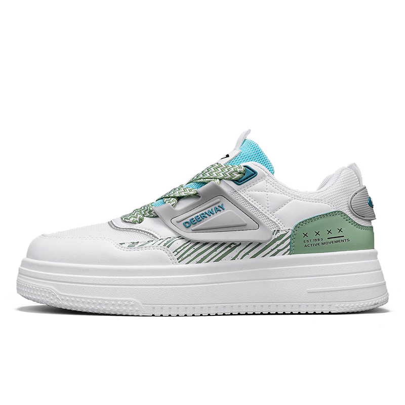 

DEERWAY Нескользящие и износостойкие дышащие низкие кроссовки для скейтбординга мужские, белые и зеленые