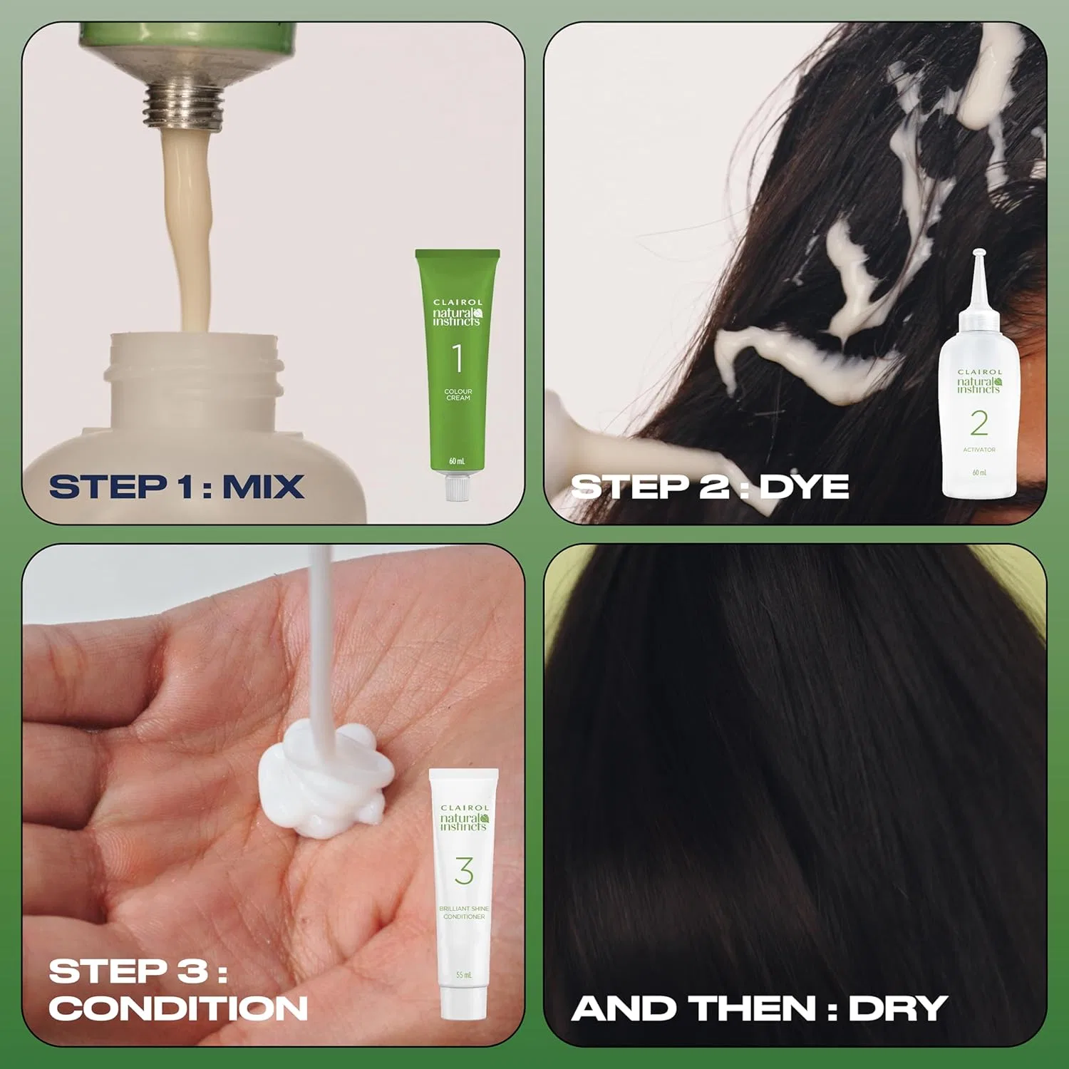 Полуперманентная краска для волос Clairol Natural Instincts без аммиака, 3 Темно-коричневый Clairol, 3 X Brown, Black — фото 2
