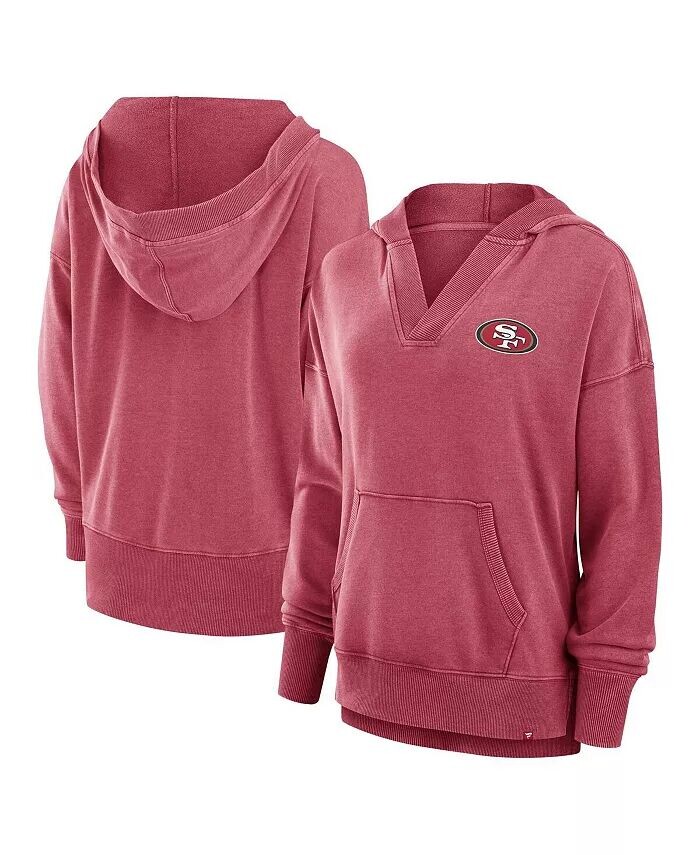 

Женская толстовка с капюшоном цвета Heather Red San Francisco 49ers Initiative Snow Wash French Terry с V-образным вырезом Fanatics