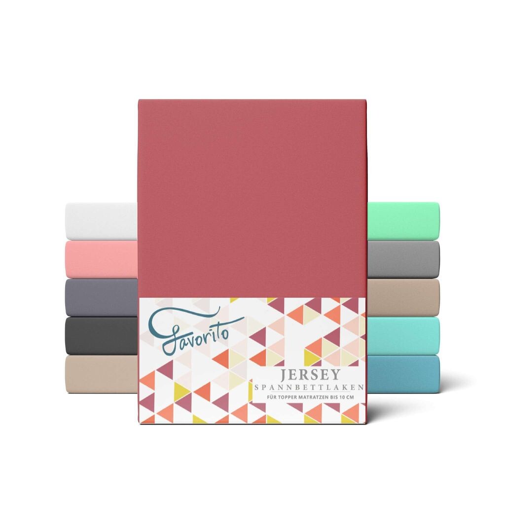 

FAVORITO Джерси-топпер Простыня 200x220см - 100% ХЛОПОК - Простыня 200x220см - Topper Box Пружинный наматрасник - Комфортная простыня Топпер Хлопок - OEKOTEX - Карминно-красный