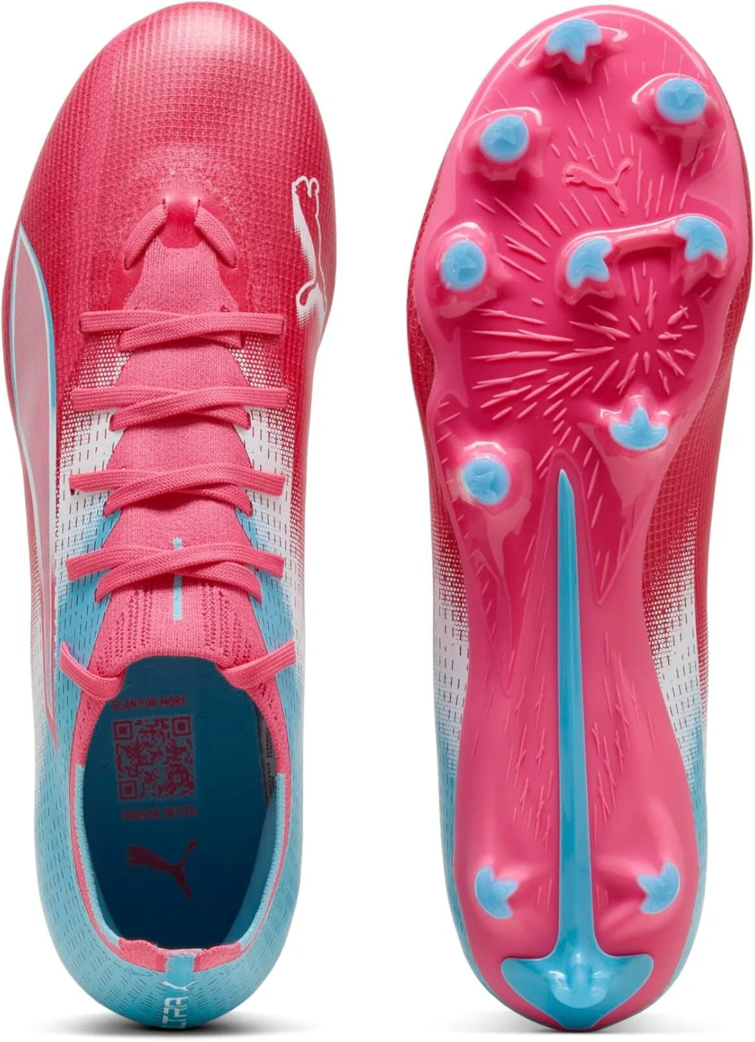 Кроссовки PUMA Ultra 6 Match RE-CHARGE FG/AG Herren Fußballschuhe, Hero Blue Sunset Pink Granate Rose — фото 4