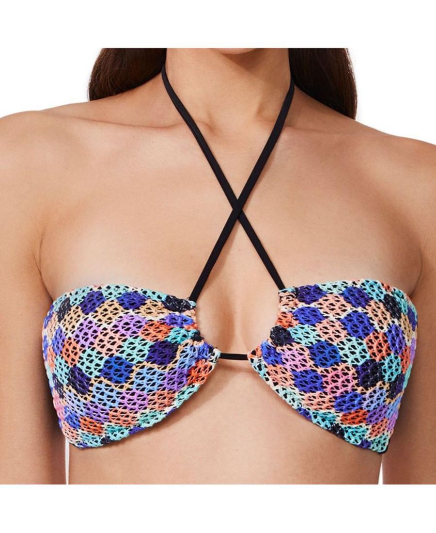 

Женский ретро-бикини-топ Riviera с завязками на шее и сетчатой отделкой, связанный крючком Profile by Gottex, Multi