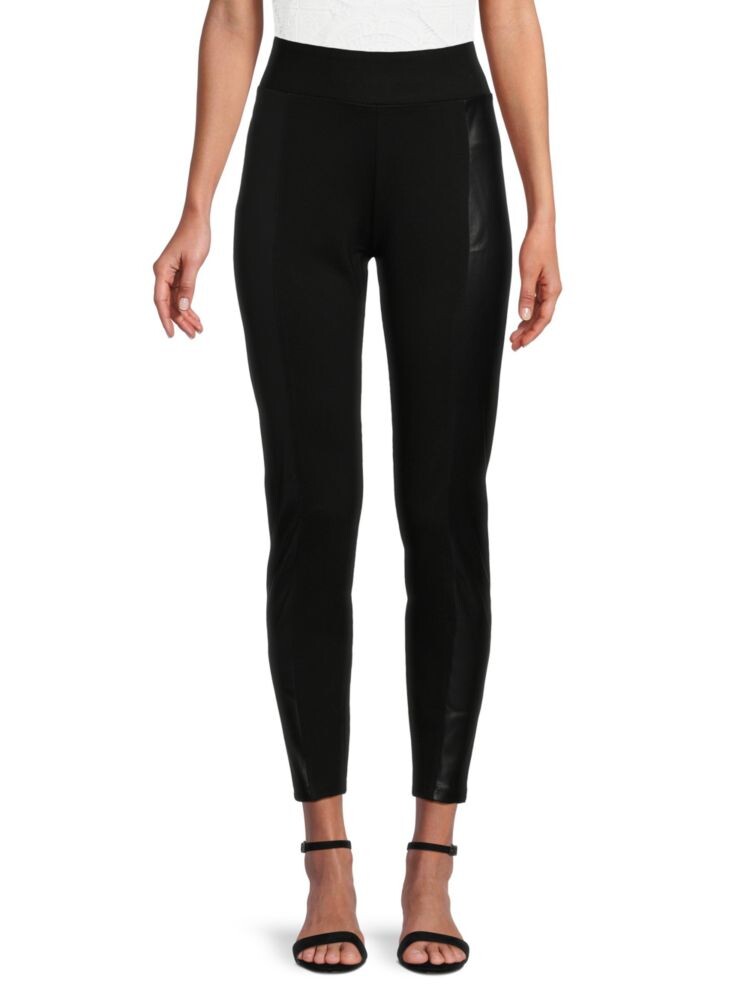 

Леггинсы с отделкой из искусственной кожи Bcbgmaxazria, черный