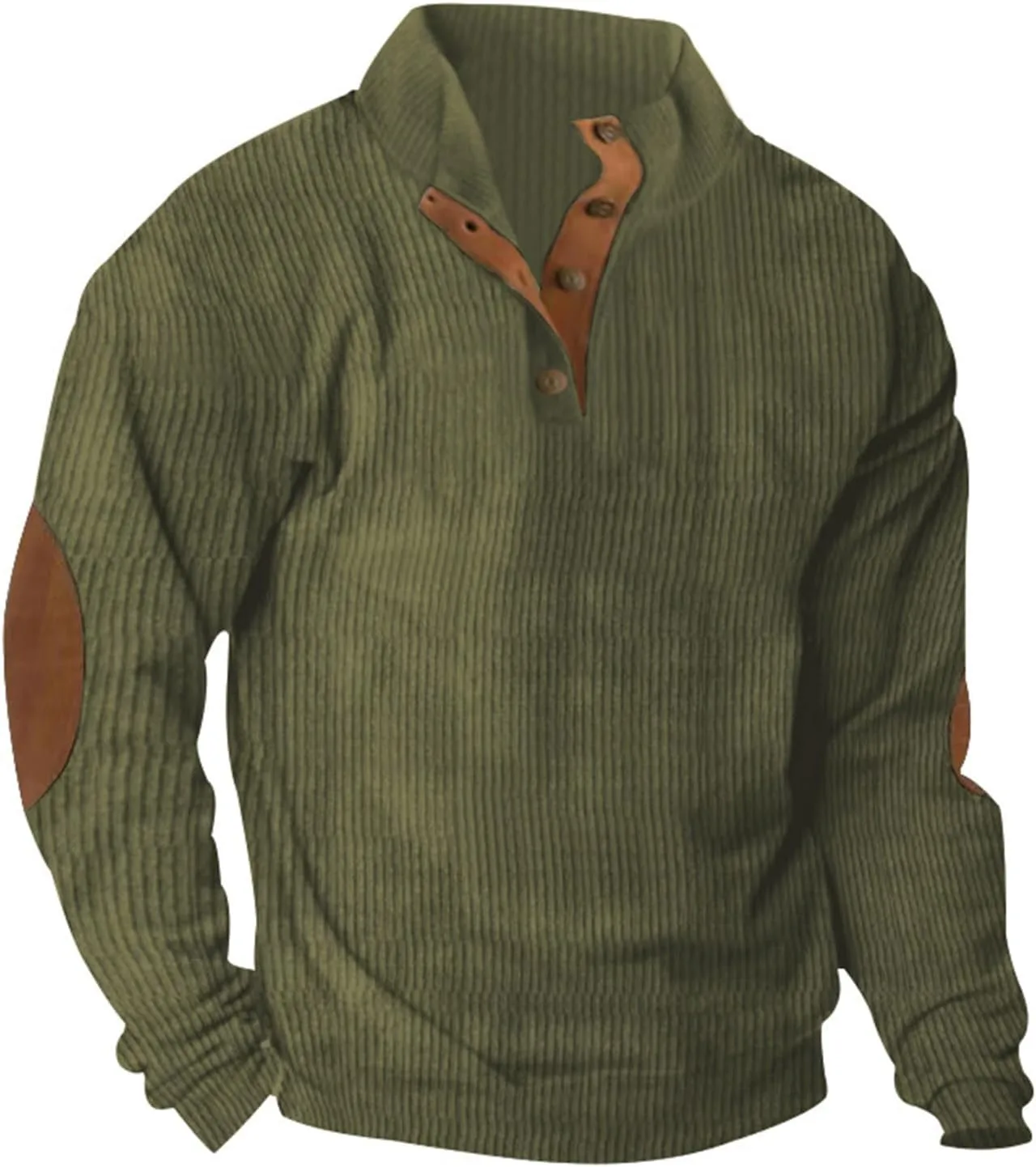 

Коричневый мужской вельветовый пуловер с воротником стойкой и длинными рукавами Lmdudan