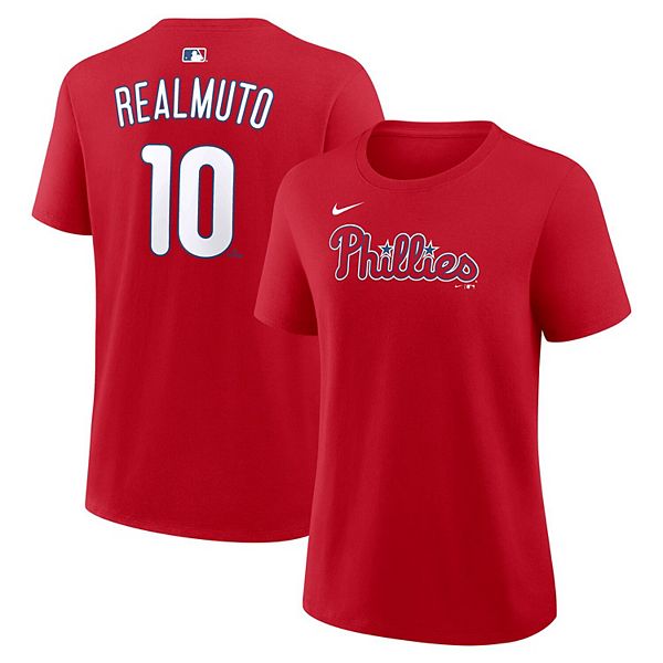 Женская футболка Philadelphia Phillies с именем и номером JT Realmuto красная Nike — фото 2