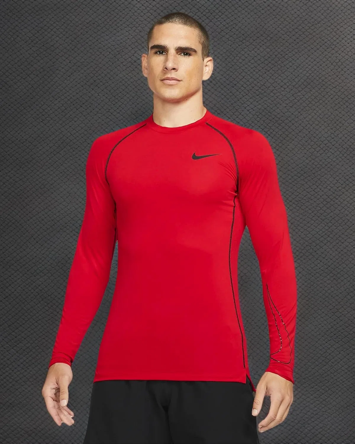 Мужская тренировочная футболка Nike Pro Dri-FIT, красный/черный — фото 2