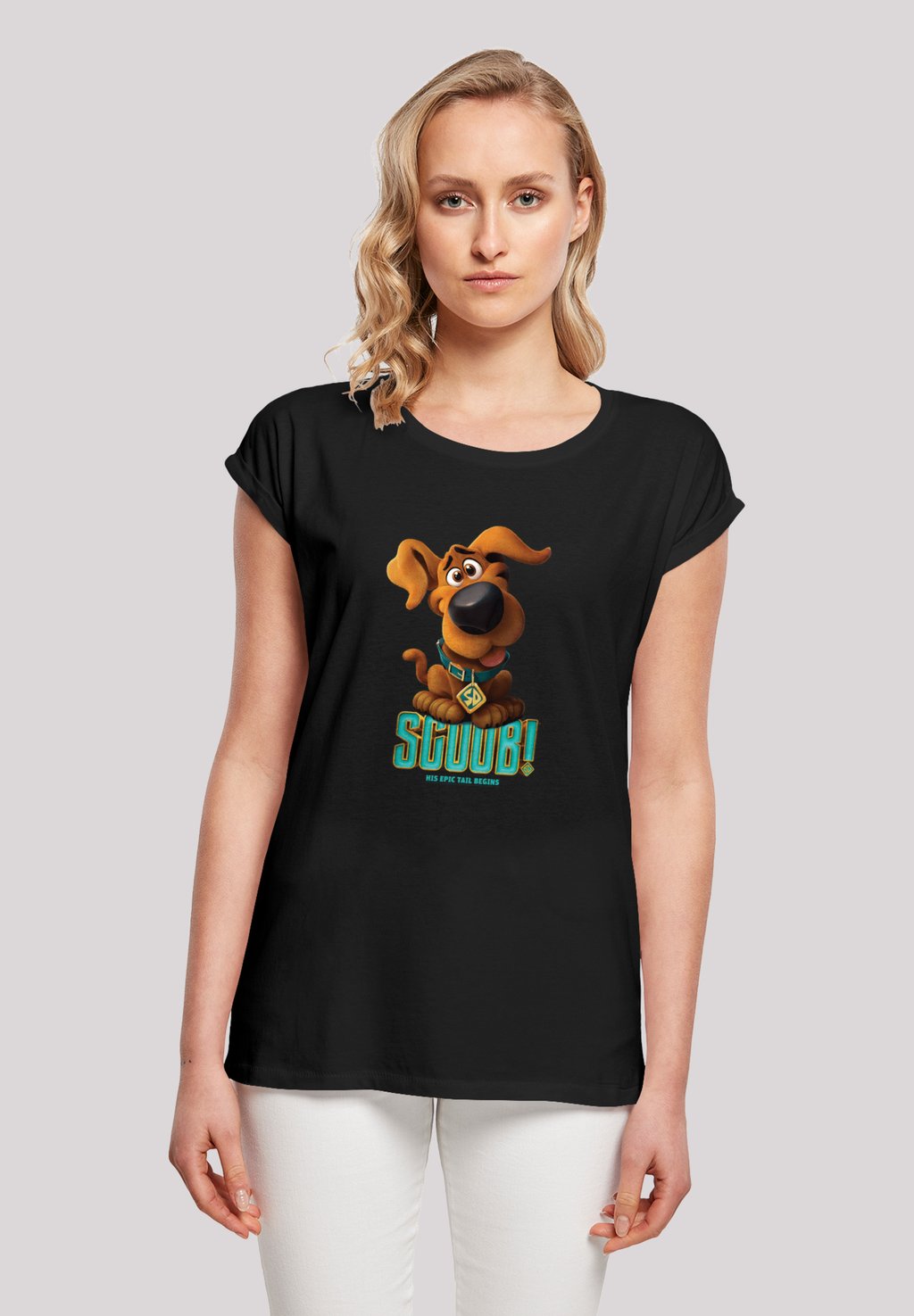 

Футболка с принтом EXTENDED SHOULDER 'SCOOBY DOO PUPPY SCOOBY' F4NT4STIC, черный
