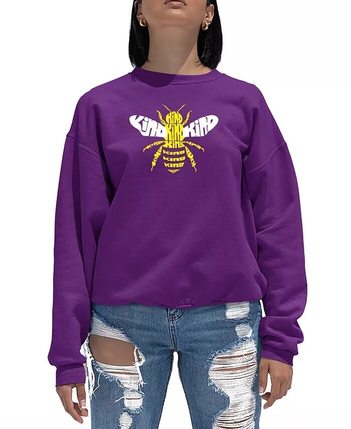 

Женская толстовка с круглым вырезом Bee Kind Word Art LA Pop Art, фиолетовый