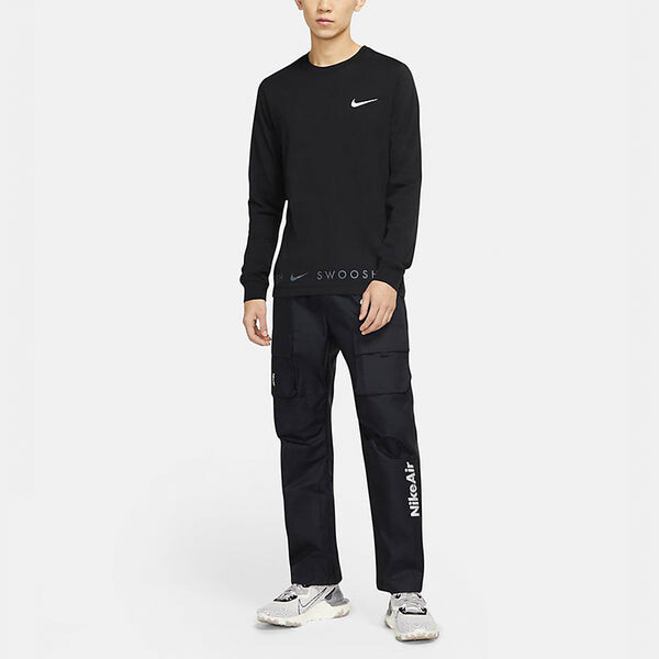 Футболка спортивная с надписью swoosh casual sports с круглым вырезом и длинным рукавом Nike, черный — фото 3