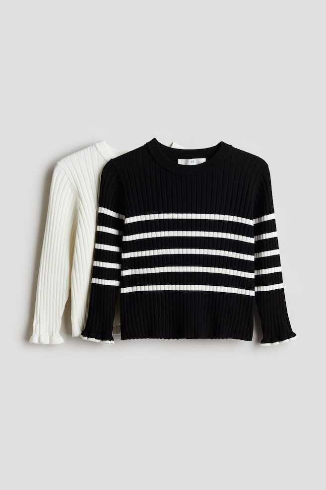 

Комплект из 2 рубашек рельефной вязки с воланами H&M, черный