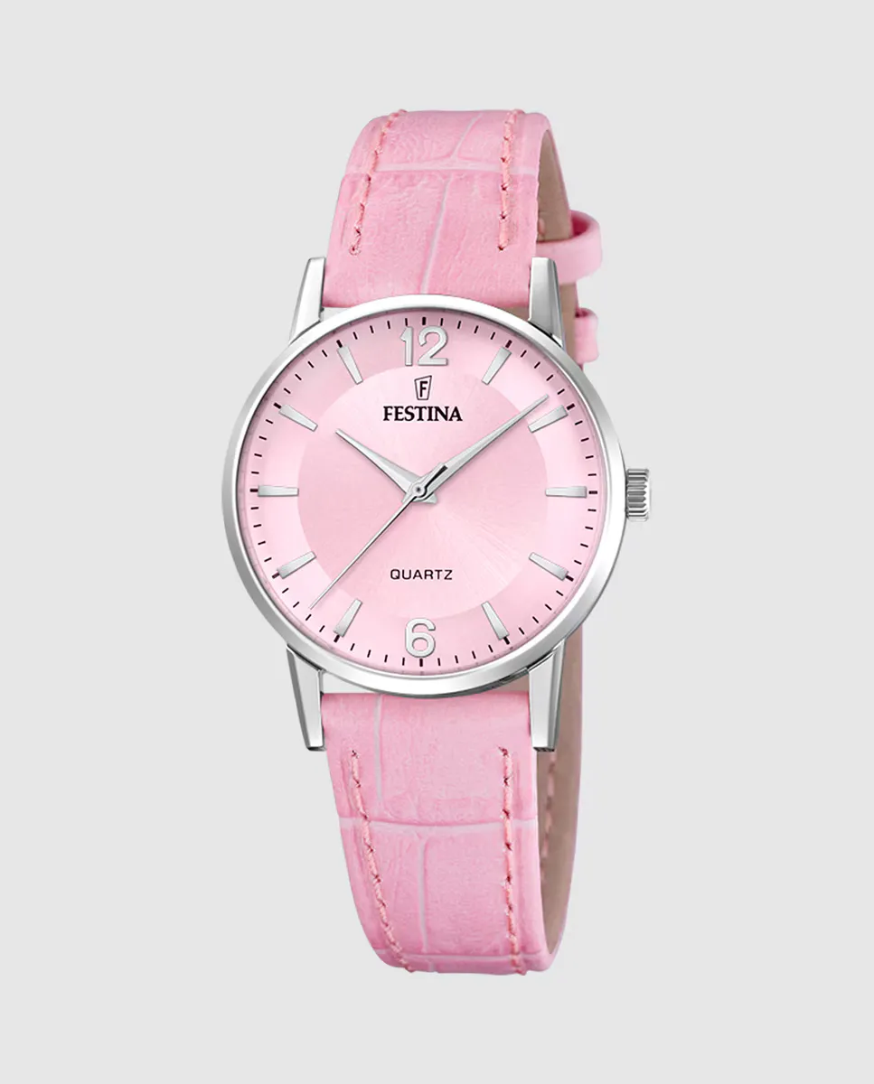 

F20691/3 Classics розовые кожаные женские часы Festina, розовый