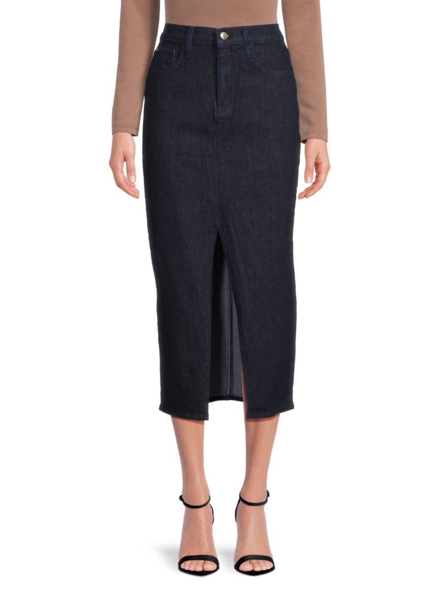 

Джинсовая юбка миди с разрезом спереди Hudson Jeans, цвет Indigo Rinse