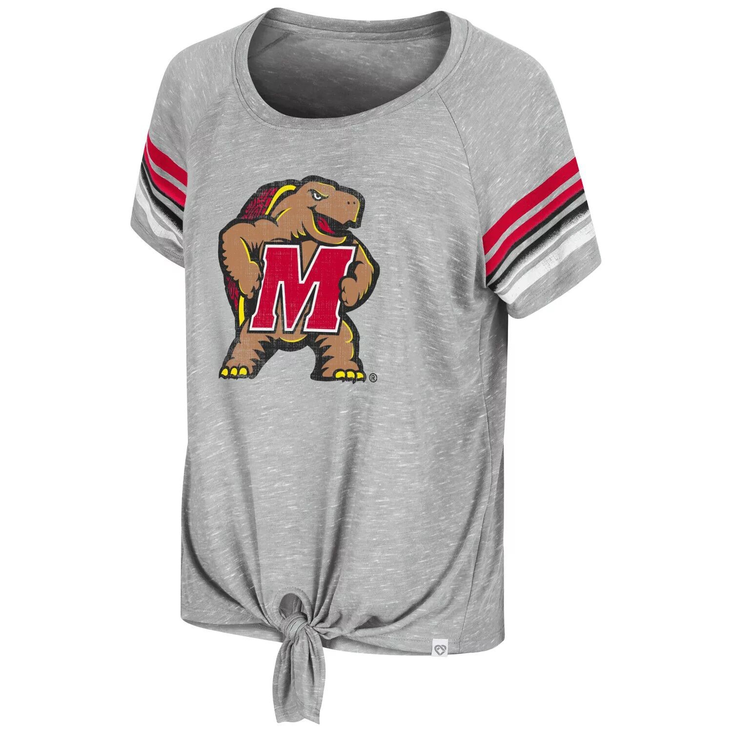 

Женская футболка Colosseum Heathered Grey Maryland Terrapins Boo You с завязками реглан Colosseum