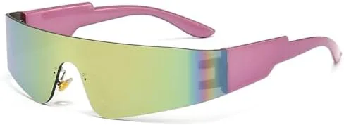 

Солнцезащитные очки 2026 года для женщин и мужчин, модные панк-очки без оправы, цельные линзы, спортивные очки с защитой от УФ-излучения UV400 MTZJH, Purple Pink