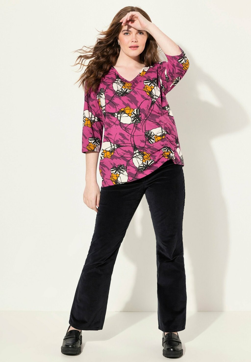 

Топ с длинными рукавами ECO ABSTRACT FLORAL GATHERED Ulla Popken, розовый