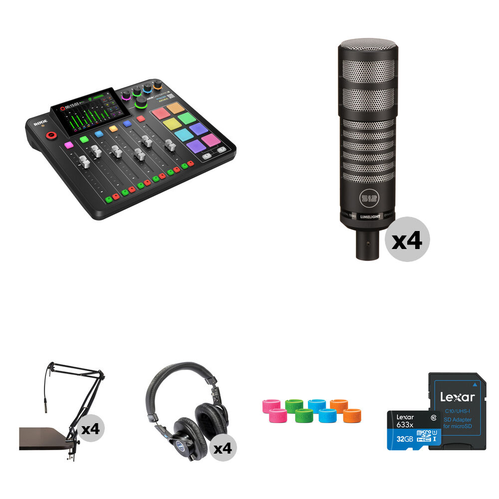 

RODE RODECaster Pro II - бюджетный комплект для подкастинга на 4 человека с микрофонами, штангами, наушниками и многим другим