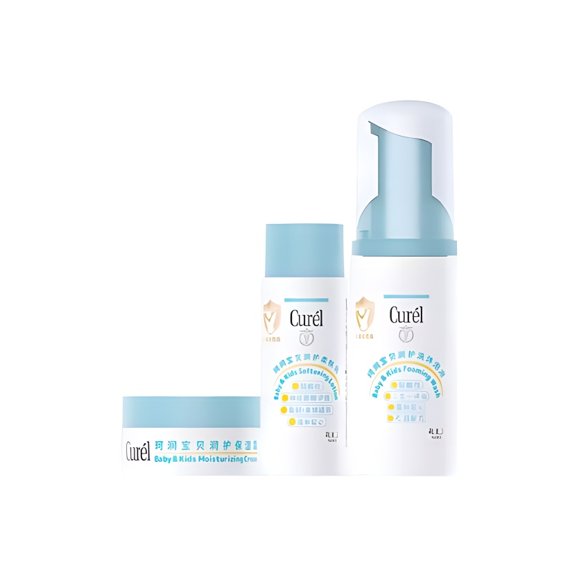 

KERUN детский гель для душа с пузырьками увлажняющий лосьон для тела крем набор пробников уход уплотняющий увлажняющий 50мл+12г+30мл Curél