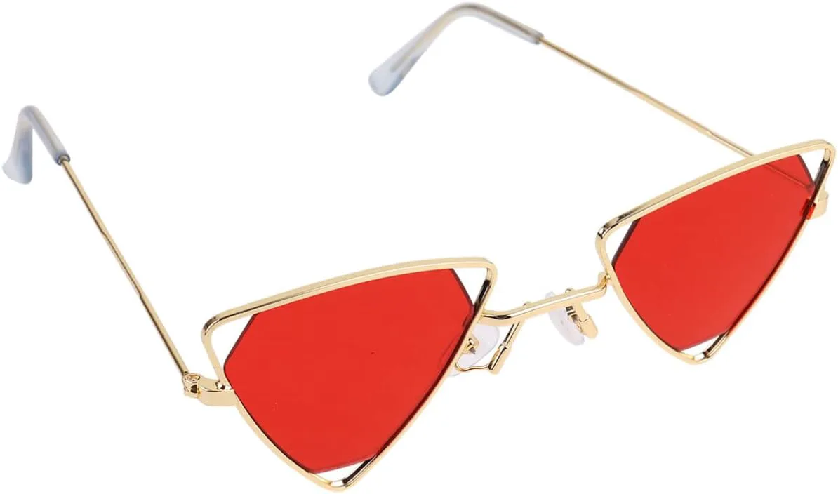 

Женские солнцезащитные очки с трехгранной оправой, модные, с защитой от УФ-излучения, легкие, поляризованные WOFASHPURET, Red+Golden metal frame sunglasses