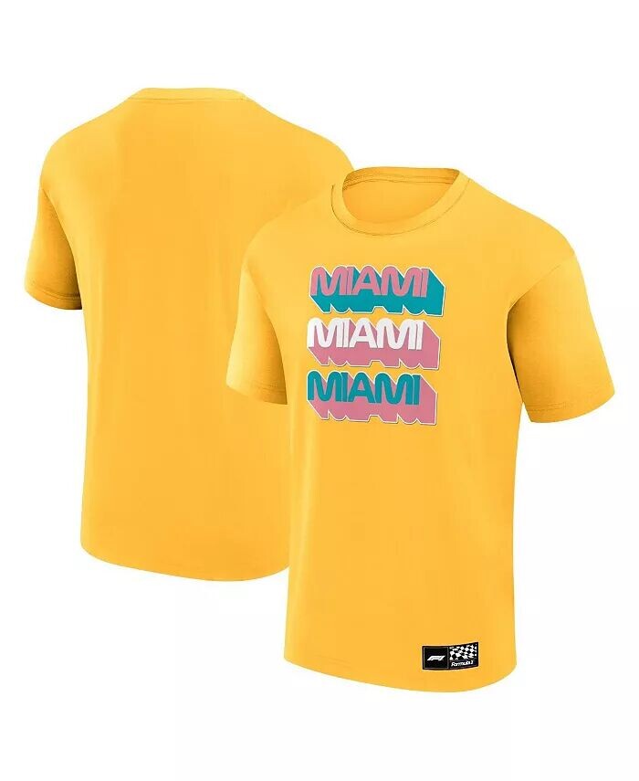 

Мужская желтая футболка с надписью Formula 1 Miami Grand Prix Stacked Fanatics