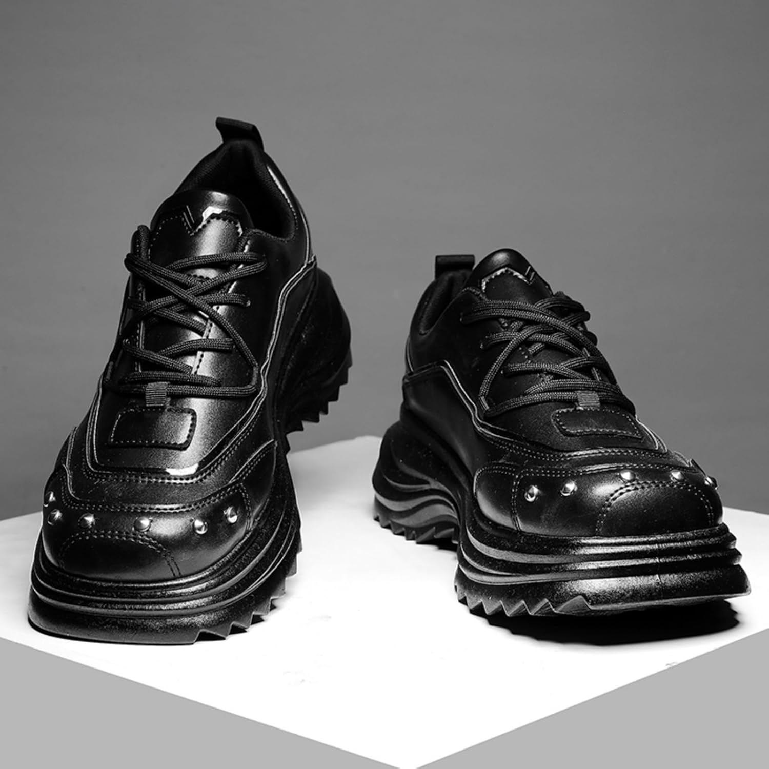 Мужские спортивные туфли с комбинированной отделкой, повседневные шнурки, стильные низкие кеды, подходят для ежедневной и уличной носки, для прогулок, тенниса, бега и других видов спорта, модные и универсальные Aokisx, черный — фото 4
