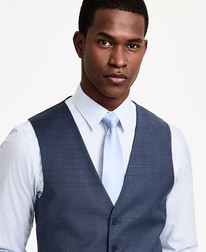 Мужской жилет из смесовой шерсти с бесконечной растяжимостью Slim-Fit Calvin Klein, синий — фото 3