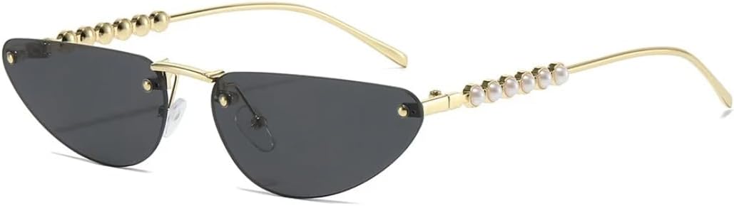 

Роскошные безрамочные солнцезащитные очки «кошачий глаз» с градиентным переходом цвета для женщин, ретро-стиль, жемчужные дужки, мужские, защита от УФ-излучения UV400 TYUVIVO, Golden Black