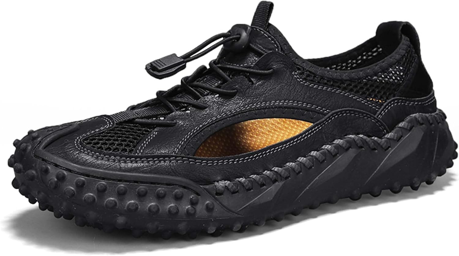 

Мужские летние походные кроссовки с сеткой на открытом воздухе, повседневные, дышащие, противоскользящие и удобные для ходьбы, пляжные спортивные водные туфли Generic, черный