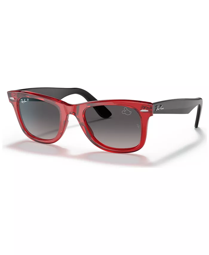 

Унисекс поляризованные солнцезащитные очки Disney, RB2140 Wayfarer Mickey J22 50 Ray-Ban, красный