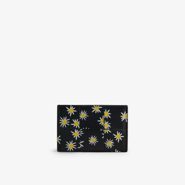 

Кожаный визитница Cassette Intreccio Bottega Veneta, цвет bl-wh-ye/bl-w-y/bl-g
