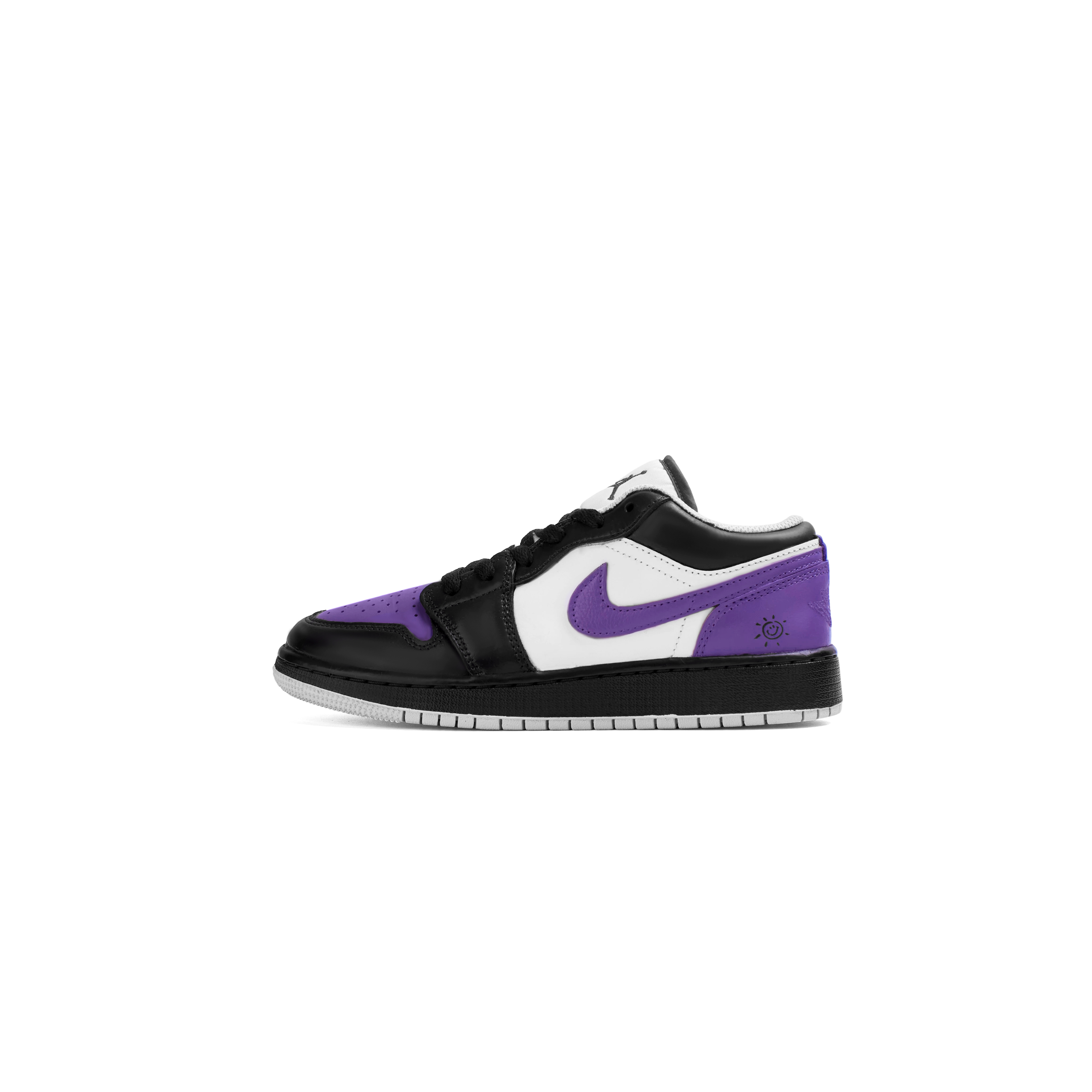 

Jordan Air 1 Slip Resistant Cushioning Abrasion Resistant Low top Детские баскетбольные кроссовки Black Purple